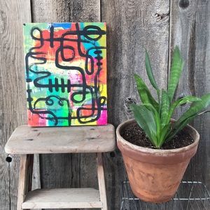 Bright and Colorful Abstract Original Painting, 11"x14"